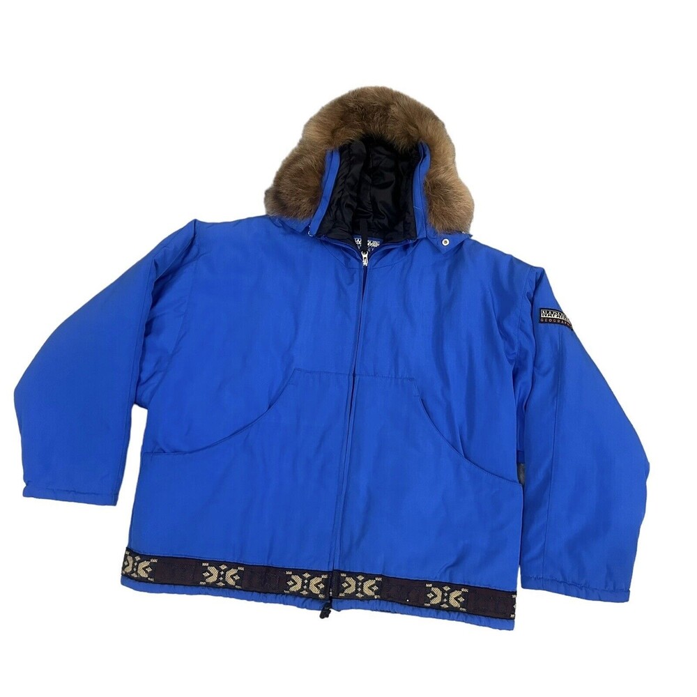 NAPAPIJRI GEOGRAPHIC Men’s Blue Cordura Ski Jacket TEFLON HT FABRIC Size Large